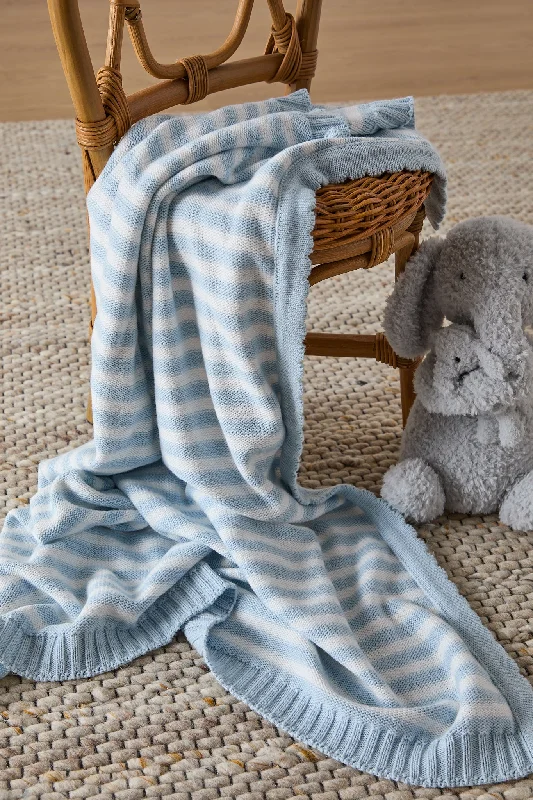 Cashmere blankets for ultimate softness and luxuryFoxford Blue Stripe Cotton Baby Blanket