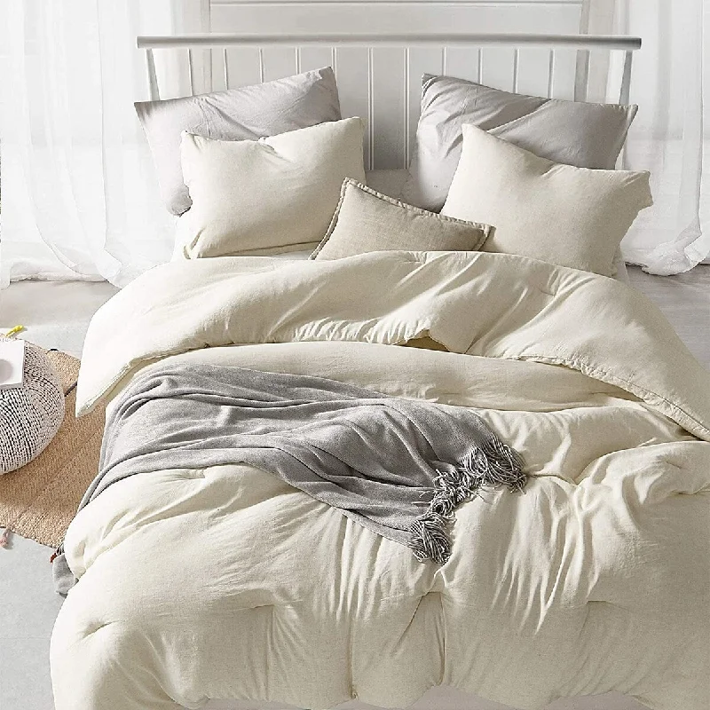 King - size comforters to fit large king - sized beds perfectlyHeathered Ivory Beige Oversized Comforter - 100% Yarn Dyed Cotton King - size comforters to fit large king - sized beds perfectlyHeathered Ivory Beige Oversized Comforter - 100% Yarn Dyed Cotton