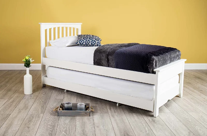 Heywood Soft White Solid Wood Guest Bed (Low Foot End) - 3ft Single