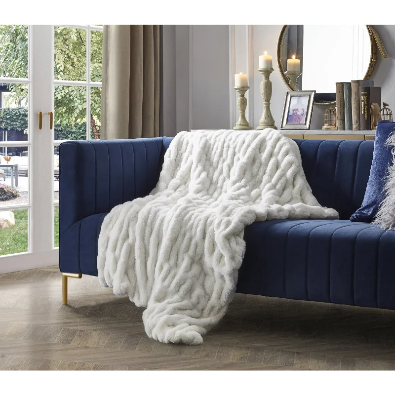 Synthetic fiber blend blankets for a budget - friendly choiceInspired Home Hussein Knit Throw