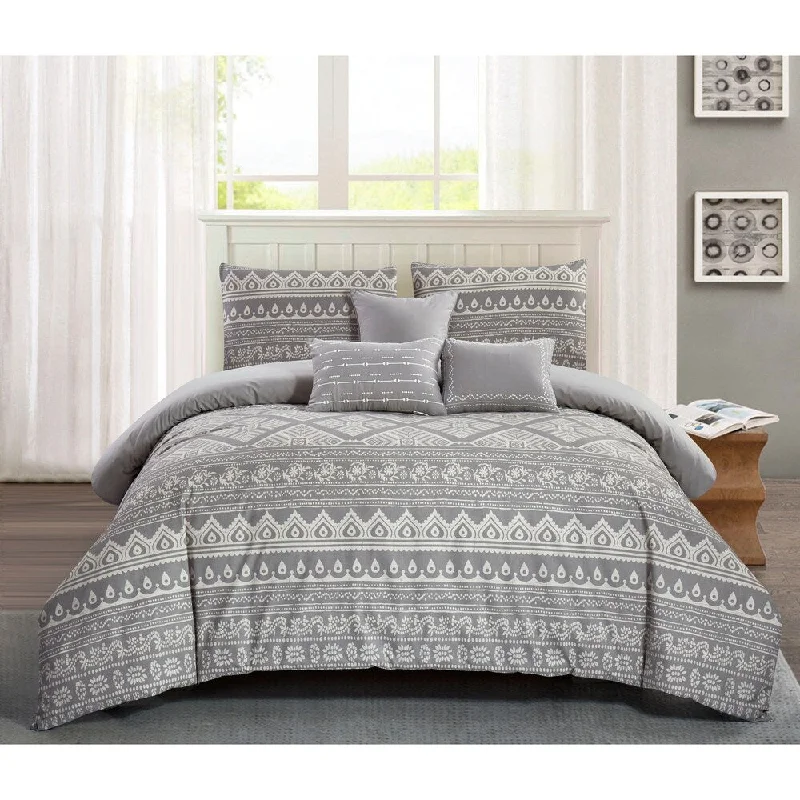 Wool - filled comforters with natural moisture - wicking and temperature - regulating featuresJaipur Printed Cotton Comforter Set in Grey Wool - filled comforters with natural moisture - wicking and temperature - regulating featuresJaipur Printed Cotton Comforter Set in Grey
