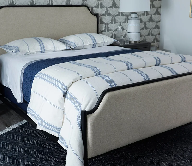 Snap - closure duvet covers for a quick and convenient way to open and closeVilla by Classic Home Jayson Stripe Linen Cashmere Duvet Cover