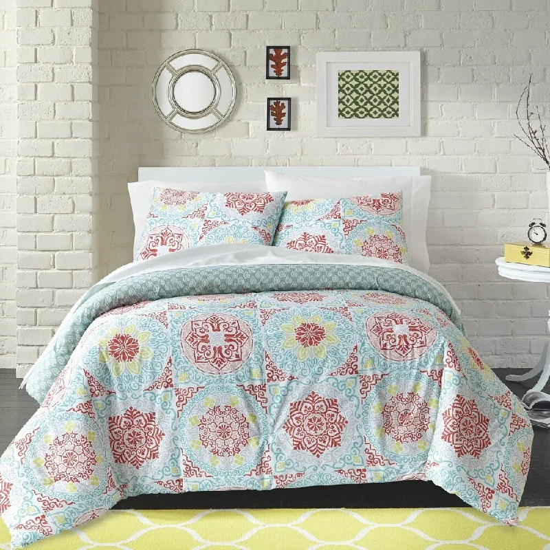 Microfiber - filled comforters that are lightweight and easy to care forLoft Style Grenada Cotton 3-piece Comforter Set - Multi Microfiber - filled comforters that are lightweight and easy to care forLoft Style Grenada Cotton 3-piece Comforter Set - Multi
