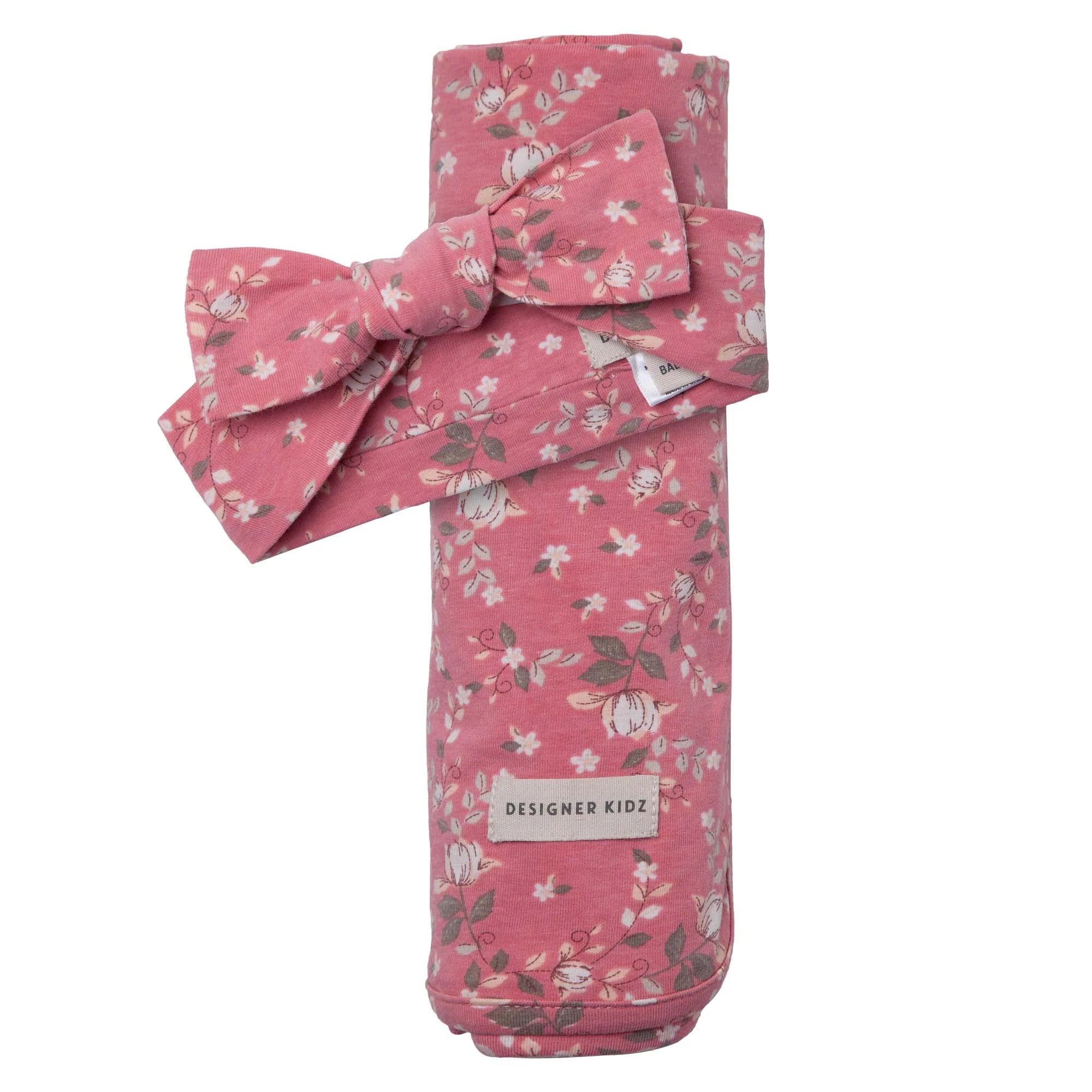 Wool blankets with natural warmth and insulationMaisie Floral Swaddle & Headband Set - Dusty Rose