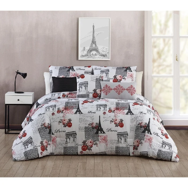 Silk - filled comforters for a luxurious and smooth touchMarseille 6-piece Paris Themed Comforter Set Silk - filled comforters for a luxurious and smooth touchMarseille 6-piece Paris Themed Comforter Set