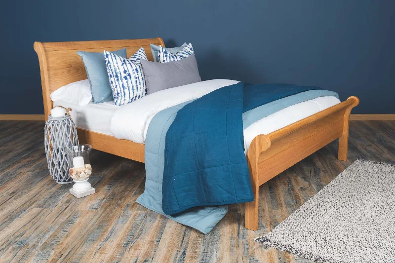 Mayfair Solid Natural Oak Sleigh Bed Frame - 6ft Super King