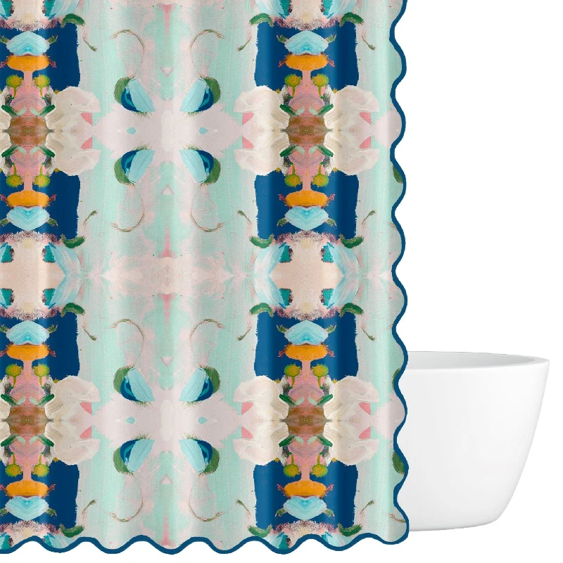 Value - for - money duvet covers that offer great quality at a reasonable priceMonet's Garden Navy Scalloped Shower Curtain