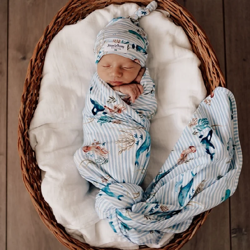 Queen - size blankets for standard - sized bedsSnuggle Hunny Baby Jersey Wrap & Beanie Set - Whale