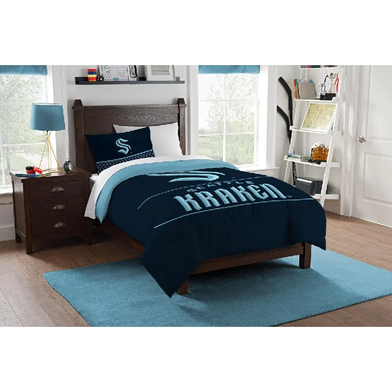 Microfiber - filled comforters that are lightweight and easy to care forNHL 86201 Kraken Draft Twin Comforter Set Microfiber - filled comforters that are lightweight and easy to care forNHL 86201 Kraken Draft Twin Comforter Set