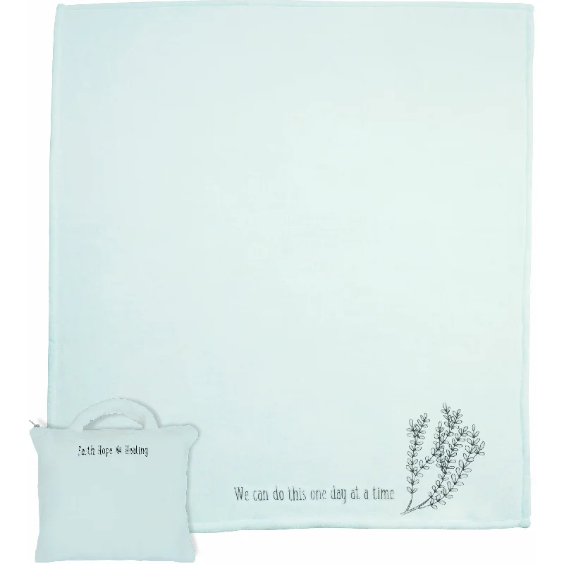Cotton blankets for breathability and a lightweight feelOne Day at a Time 50" x 60" Travel Blanket with Carry Case