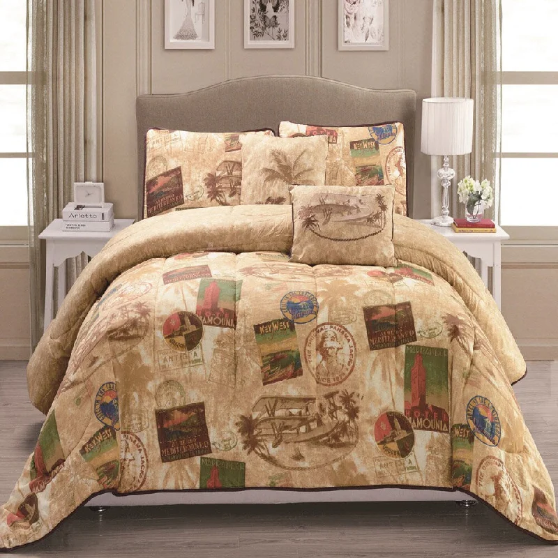 Silk - filled comforters for a luxurious and smooth touchPanama Jack Vintage Travel 5-piece Comforter Set - Multi-color