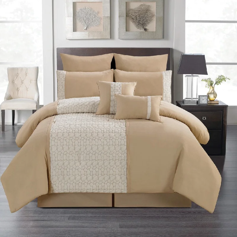 Duck down comforters with a softer feel and good warmth retentionPebble Stone by Artistic Linen 8-piece Quilted and Embroidered Comforter Set Duck down comforters with a softer feel and good warmth retentionPebble Stone by Artistic Linen 8-piece Quilted and Embroidered Comforter Set