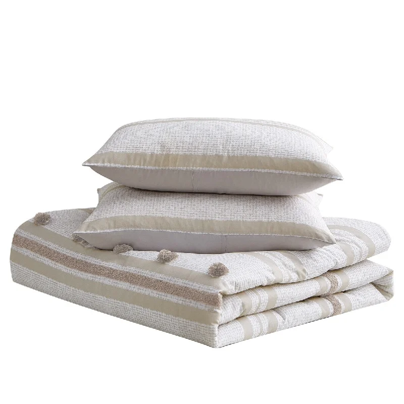 Down - filled comforters for supreme warmth and lightnessPom Pom Stripe 3 Piece Comforter Set Down - filled comforters for supreme warmth and lightnessPom Pom Stripe 3 Piece Comforter Set