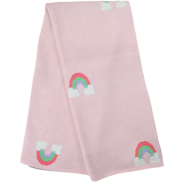 Microfiber blankets that are durable and easy to care forRainbow Knit Blanket - Pink