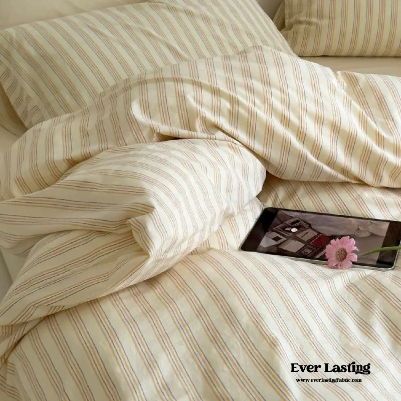 Velvet duvet covers for a plush and cozy lookRefreshing Stripe Duvet Cover / Yellow