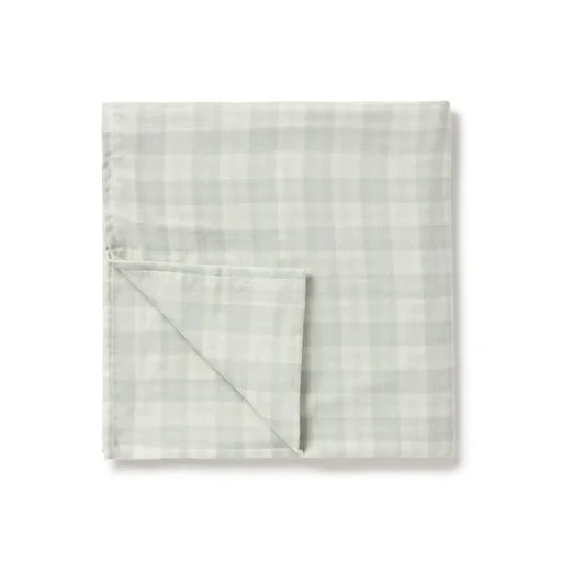 Silk blankets with a smooth and elegant touchSage Gingham Muslin Wrap