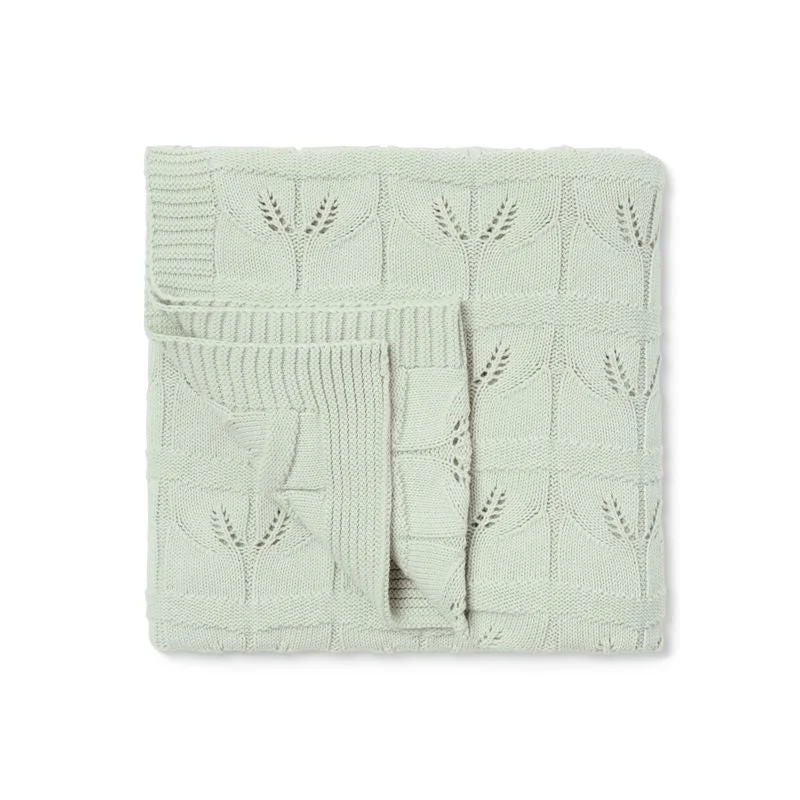 Cotton blankets for breathability and a lightweight feelSage Leaf Knit Blanket