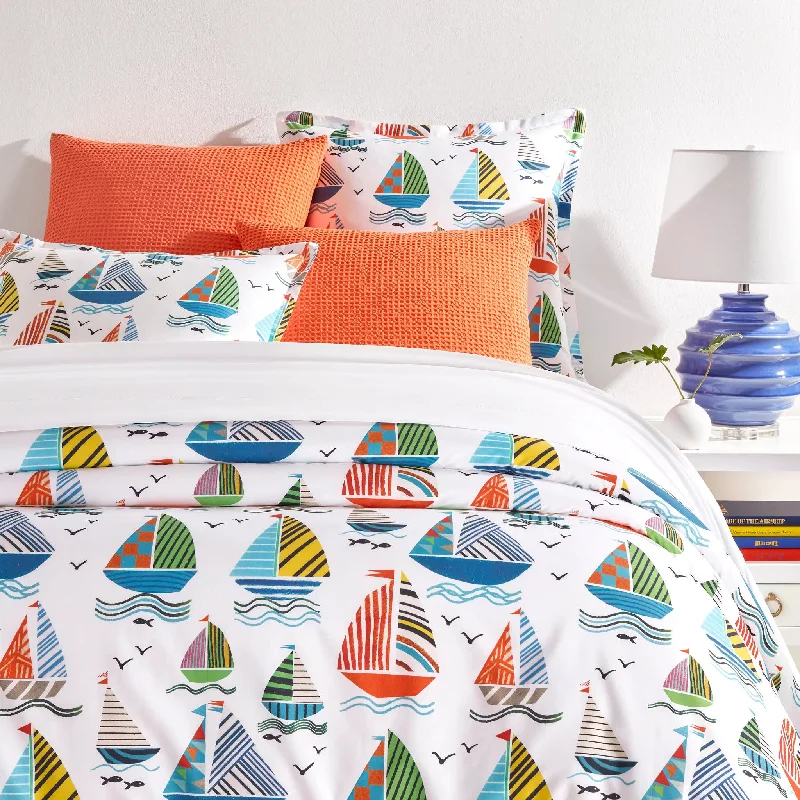 Tie - closure duvet covers with fabric ties for a more decorative and adjustable optionSailboats Multi Duvet Cover