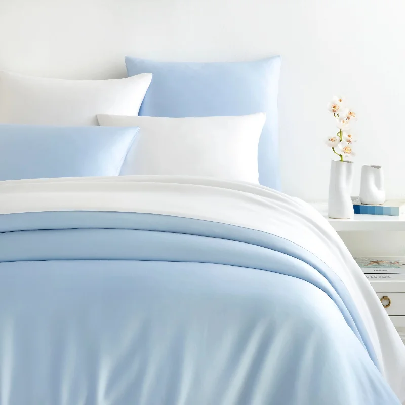 Embroidered duvet covers with intricate needlework for a luxurious touchSilken Solid Soft Blue Duvet Cover
