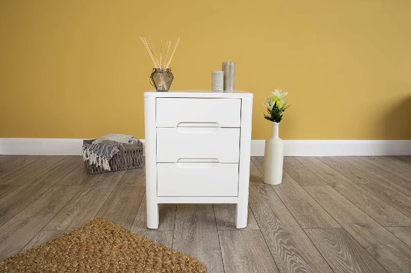 Soft White 2+1 Drawer Bedside Table - Style 1 - CLEARANCE