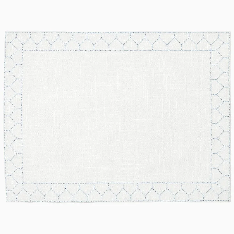 Patchwork duvet covers with a variety of fabric pieces sewn together for a rustic charmStitched Light Indigo Placemat