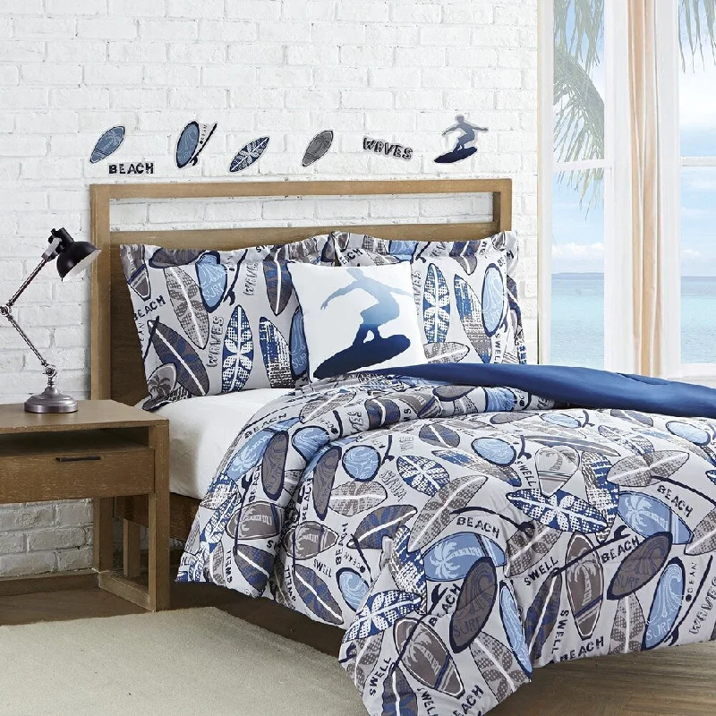 Bamboo - fiber - filled comforters with antibacterial and breathable qualitiesSurf Waves 4-piece Comforter Set Bamboo - fiber - filled comforters with antibacterial and breathable qualitiesSurf Waves 4-piece Comforter Set