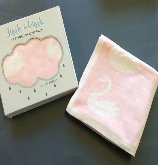 Acrylic blankets for a soft and affordable alternativeSwan Pink Boxed Baby Blanket by Jiggle & Giggle
