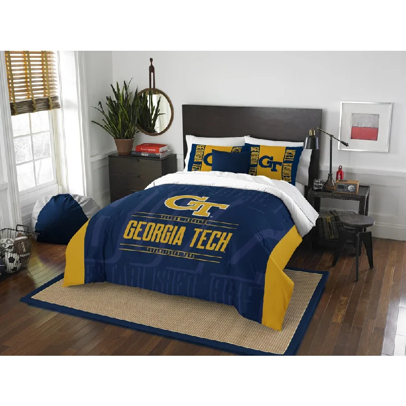 Wool - filled comforters with natural moisture - wicking and temperature - regulating featuresThe Northwest Company Georgia Tech Blue/Yellow Polyester Full/Queen 3-piece Comforter Set Wool - filled comforters with natural moisture - wicking and temperature - regulating featuresThe Northwest Company Georgia Tech Blue/Yellow Polyester Full/Queen 3-piece Comforter Set
