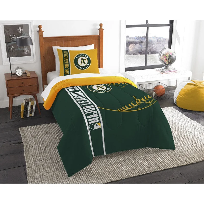 Full - size comforters suitable for full - sized beds in guest rooms or small bedroomsThe Northwest Company MLB 862 Athletics Twin Printed Comforter Set