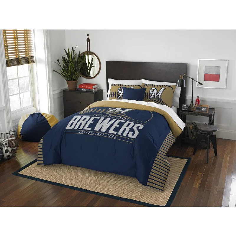 Synthetic - filled comforters like polyester for affordability and hypoallergenic propertiesThe Northwest Company MLB Milwaukee Brewers Grandslam Full/Queen 3-piece Comforter Set Synthetic - filled comforters like polyester for affordability and hypoallergenic propertiesThe Northwest Company MLB Milwaukee Brewers Grandslam Full/Queen 3-piece Comforter Set