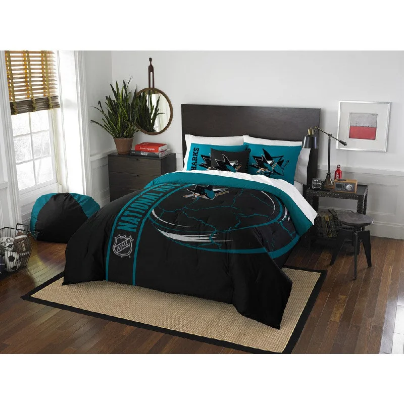 King - size comforters to fit large king - sized beds perfectlyThe Northwest Company Official NHL San Jose Sharks Full Applique 3-piece Comforter Set King - size comforters to fit large king - sized beds perfectlyThe Northwest Company Official NHL San Jose Sharks Full Applique 3-piece Comforter Set