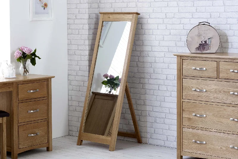 Natural Oak Cheval Mirror - CLEARANCE