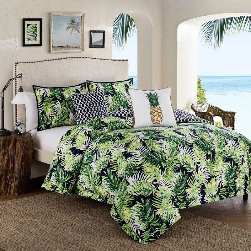 Down - filled comforters for supreme warmth and lightnessTropical Paradise 5-piece Green Cotton Comforter Set Down - filled comforters for supreme warmth and lightnessTropical Paradise 5-piece Green Cotton Comforter Set