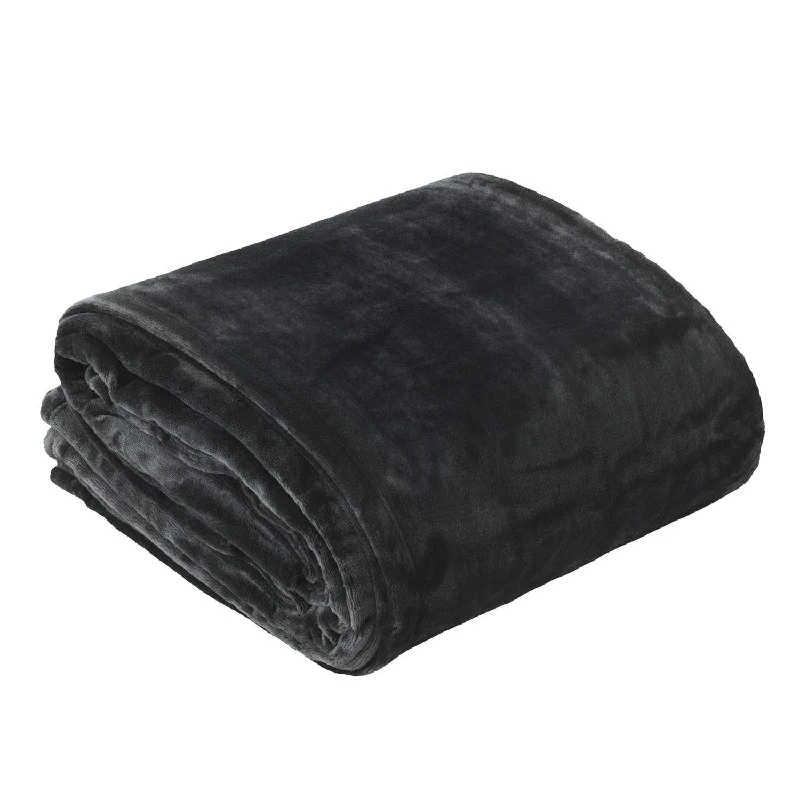 Bamboo fiber blankets with natural antibacterial propertiesUltra Soft Velvet COT Blanket 350gsm CHARCOAL by Bianca