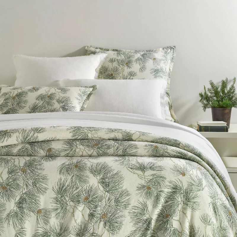 Moisture - wicking duvet covers to prevent night sweatsVintage Pine Boughs Natural Duvet Cover