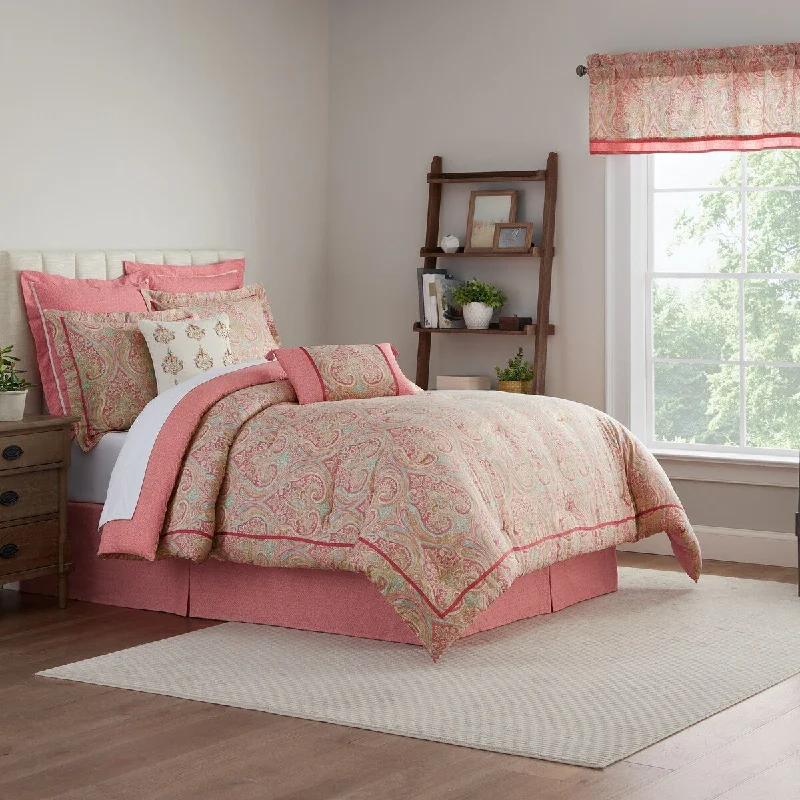 Latex - filled comforters with a bouncy texture and good supportWaverly Hillside Manor 4 Piece Comforter Set, All Season Warmth, Pink Latex - filled comforters with a bouncy texture and good supportWaverly Hillside Manor 4 Piece Comforter Set, All Season Warmth, Pink