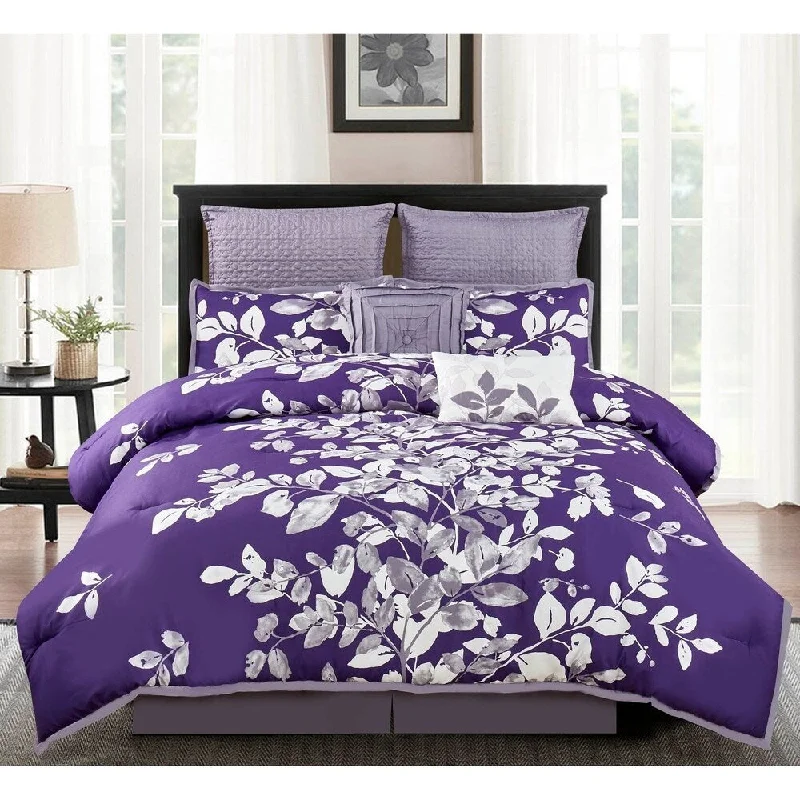 Goose down comforters known for their superior quality and insulationWonder Home Mila 8PC Embellished Comforter Set, King, Purple
