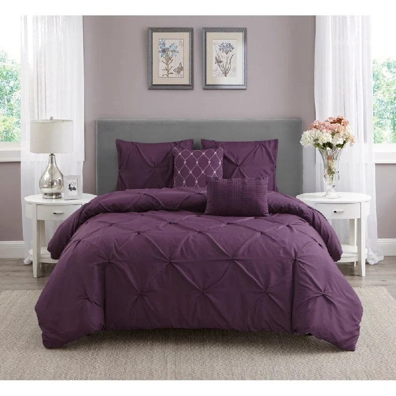 King - size comforters to fit large king - sized beds perfectlyWonder Home Mona 5PC Pleated Comforter Set, Queen, Purple King - size comforters to fit large king - sized beds perfectlyWonder Home Mona 5PC Pleated Comforter Set, Queen, Purple