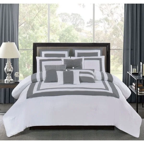 Queen - size comforters for standard queen - sized mattressesWonder Home Ohara 10PC Hotel Inspired Comforter Set, King, Grey Queen - size comforters for standard queen - sized mattressesWonder Home Ohara 10PC Hotel Inspired Comforter Set, King, Grey